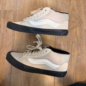 Vans Beige Cream Black Mid-Top Sneakers
